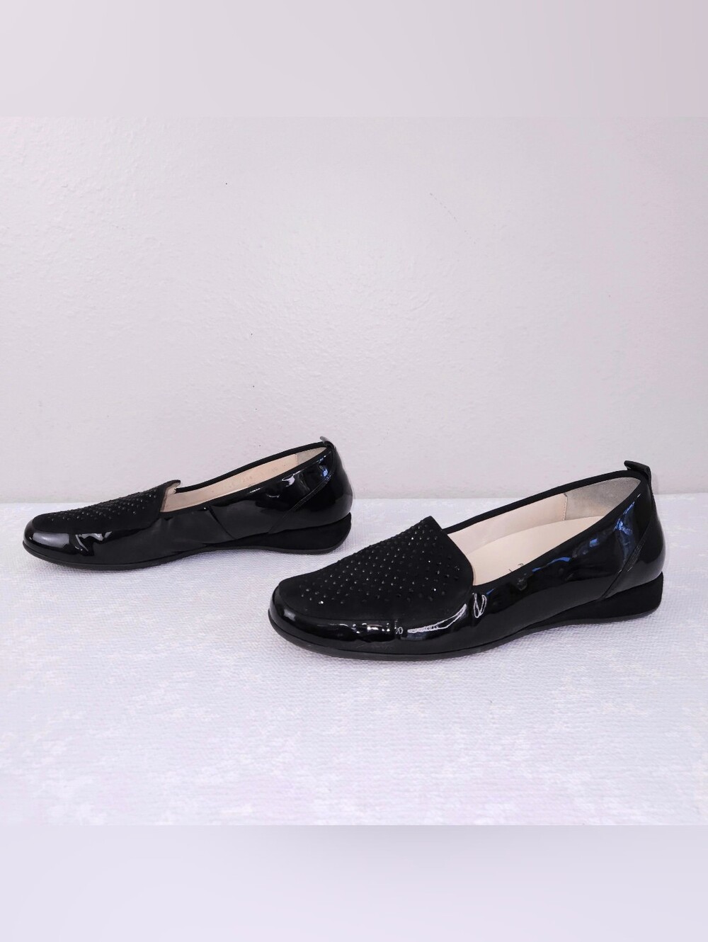 HASSIA Petra Loafers Patent Leather Swarovski Crystal Slip-On Flats US 10